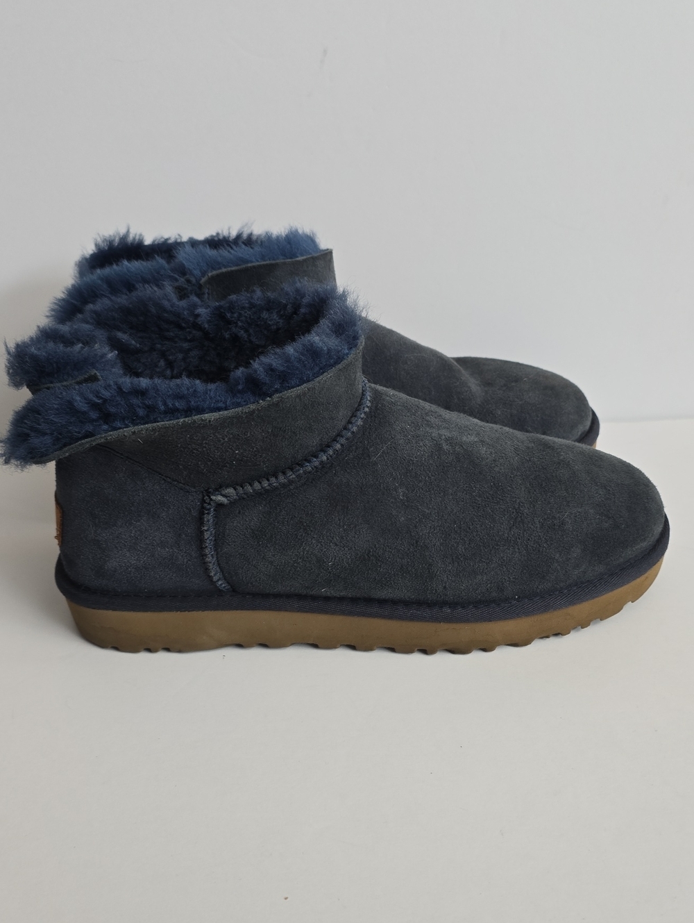 UGG Classic Ultra Mini Boots Navy Blue Suede Shearling Women's Size 11